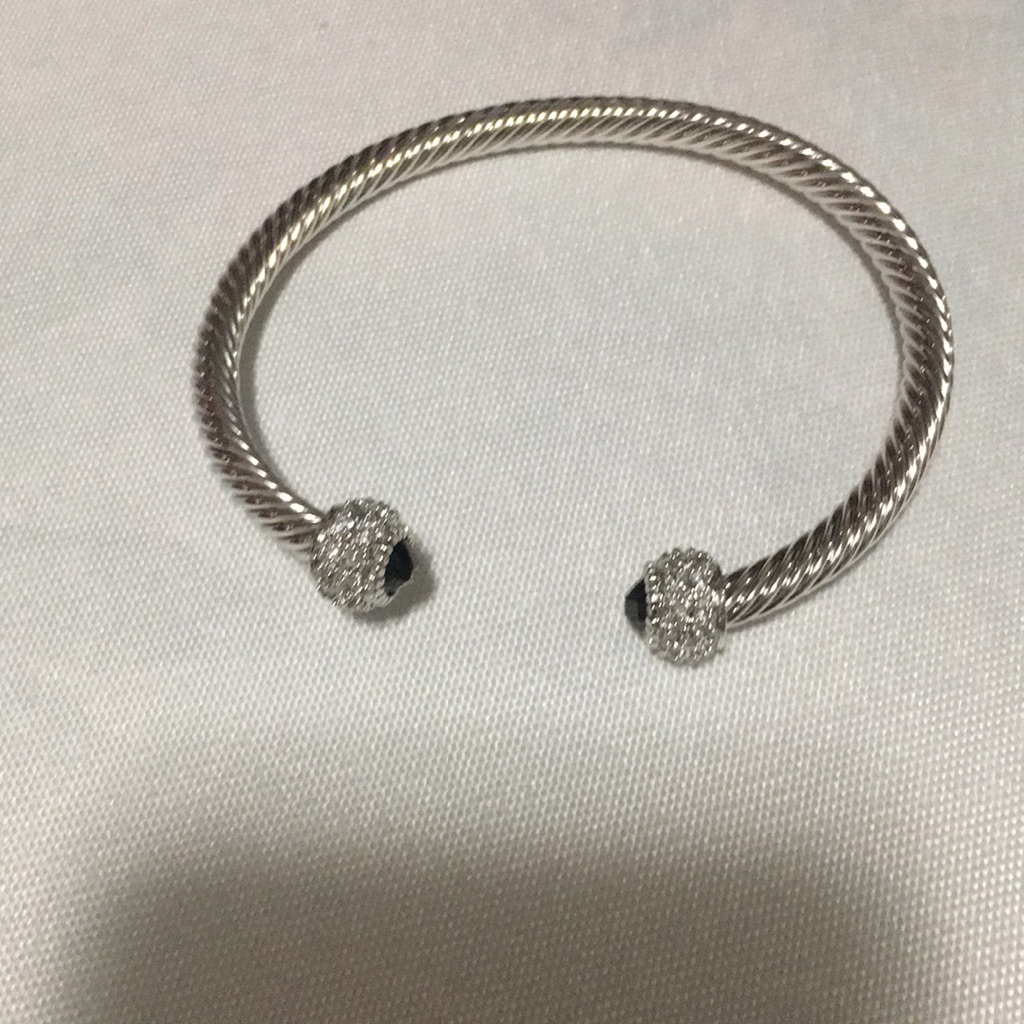 Silver Rhinestone Bangle Bracelet